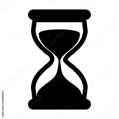 Black Silhouette of an Hourglass Isolated on White Background Symbolic Image