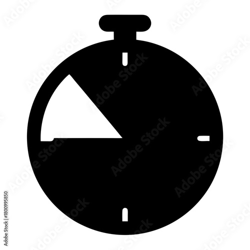 Black stopwatch icon illustrating a timed process with a partial display
