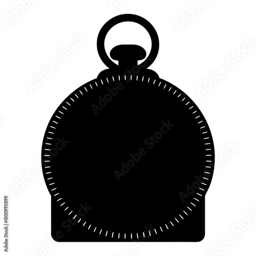Black and White Illustration of a Vintage Pocket Watch Silhouette