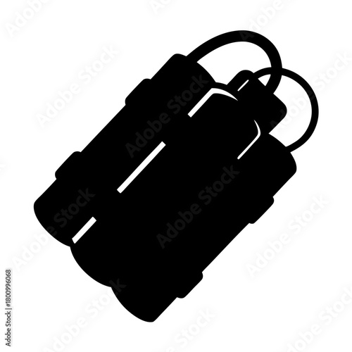 Black and white illustration of dynamite sticks with a fuse for explosion