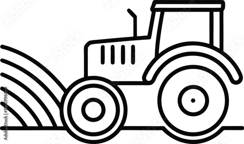Tractor Delivering Crops Line Art Transparent Background
