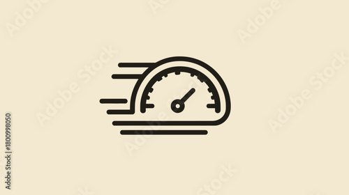 Speedometer icon illustration, fast performance meter symbol, swift acceleration indicator, rapid measurement graphic
