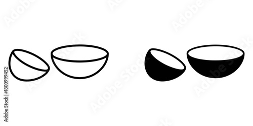 Abstract geometric hemispheres in outline and solid fill variations, illustrating basic shapes, form, and design elements for conceptual use.