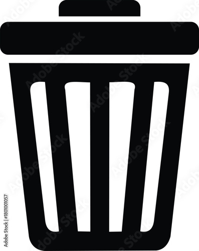 Black trash can icon isolated on white background