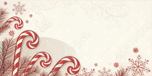 Vector  christmas  festive christmas background with candy canes and snowflake design