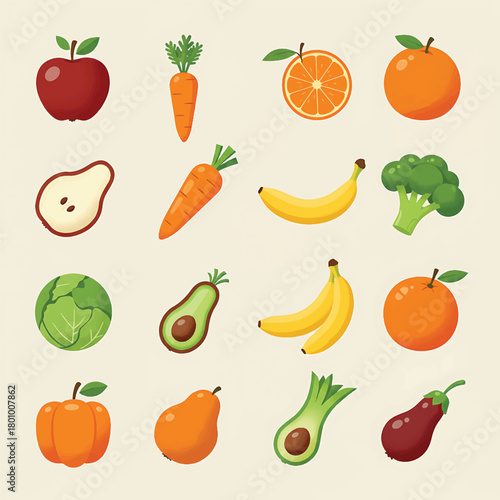 A vibrant and colorful collection of fresh fruits and vegetables, showcasing a healthy assortment of nutrient-rich produce ideal for promoting balanced nutrition and a wholesome diet