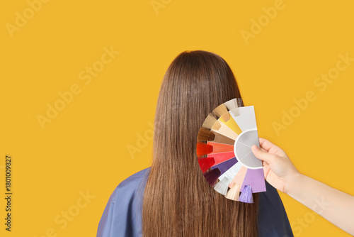 Female hand with hair color...