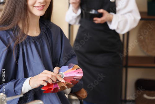 Young woman with color pale...