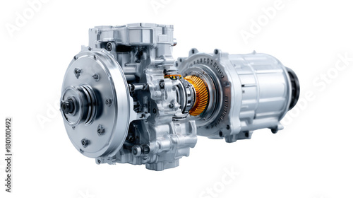 Electric vehicle powertrain with engine and transmission technology. powerful, innovative motor for future automotive mobility