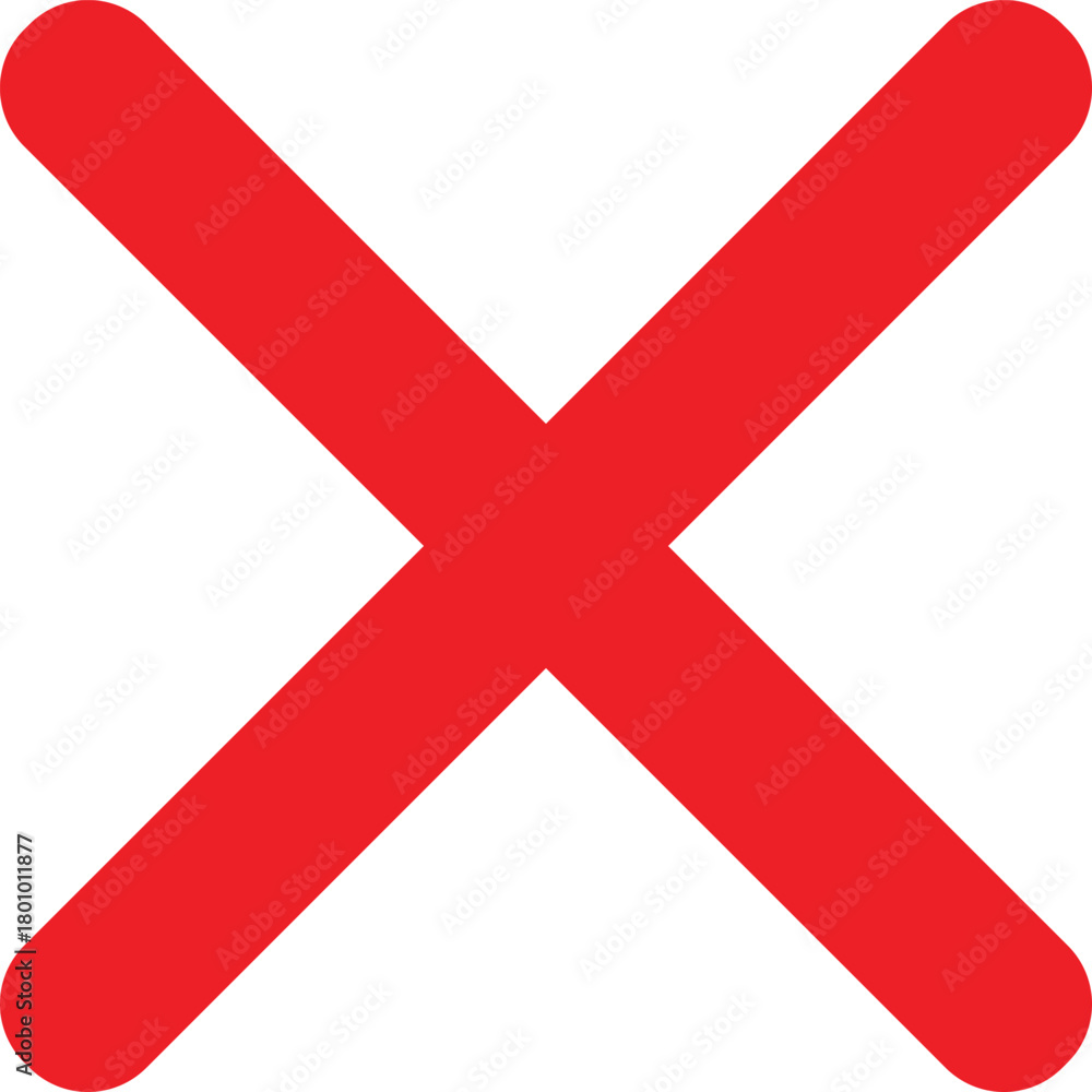 Fotografia Red X mark on white background, indicating rejection or error.