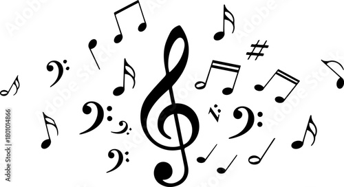 A collection of musical notes and symbols, perfect for adding a touch of melody and rhythm to your designs isolated on