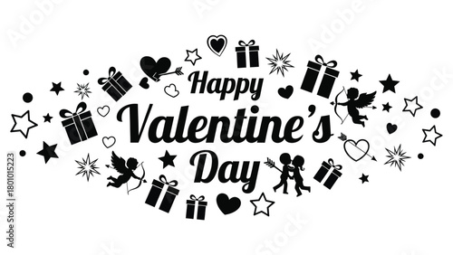 Happy valentine s day celebration with romantic symbols and gifts