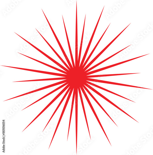 Red abstract radial sunburst design Vector