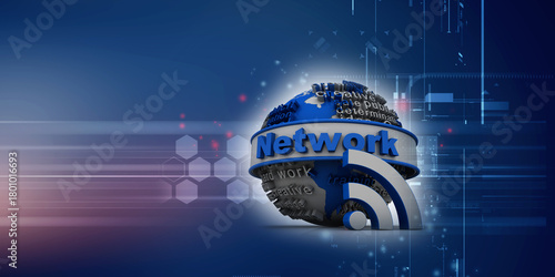 3d illustration WiFi symbol sign with global network
