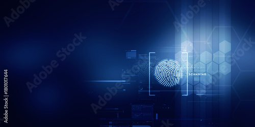 2d Illustration Fingerprint Scanning Technology Concept 