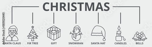 Christmas icon outline, vector