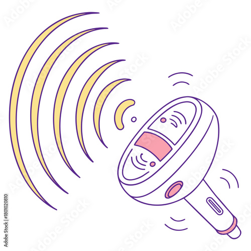 Car fm transmitter broadcasting music, isolated on