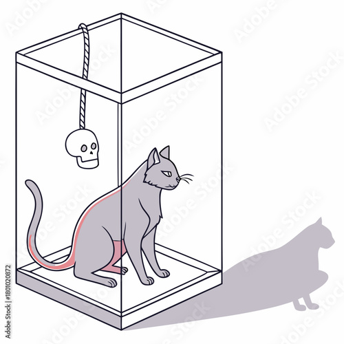 Schrdingers cat experiment concept isolated on
