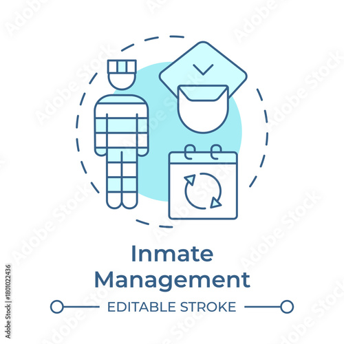 Inmate management soft blue concept icon. Supporting convicted individuals. Correctional facilities system. Round shape line illustration. Abstract idea. Graphic design. Easy to use in booklet