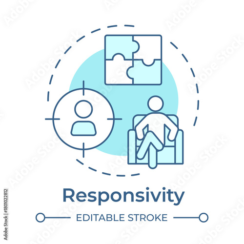 Responsivity soft blue concept icon. Personal offenders interventions. RNR model. Correctional management. Round shape line illustration. Abstract idea. Graphic design. Easy to use in booklet