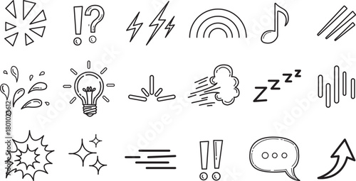 Set of Various Hand Drawn Doodle Elements Collection