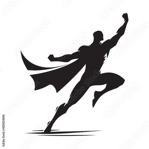 superhero city pose vector silhouette clip art logo design illustration