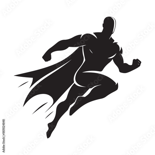 superhero city pose vector silhouette clip art logo design illustration