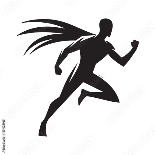 superhero city pose vector silhouette clip art logo design illustration