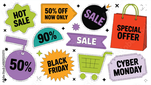 Set of sale and discount labels and tags