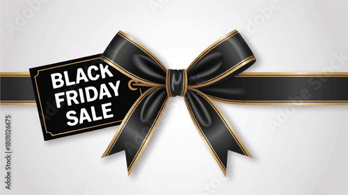 Gold ribbon with bow decoration illustration