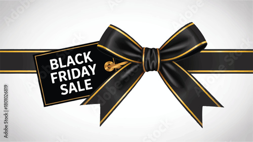 Gold ribbon with bow decoration illustration