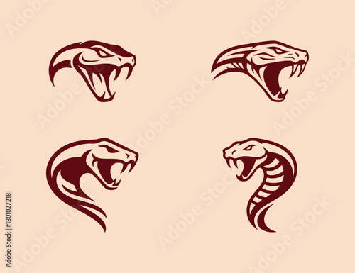 snake head logo or icon illustration design template