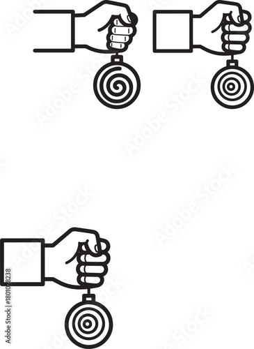 Two hands holding hypnosis spirals silhouette