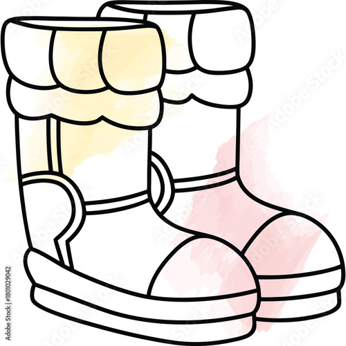 Simple Drawing of Warm Boots