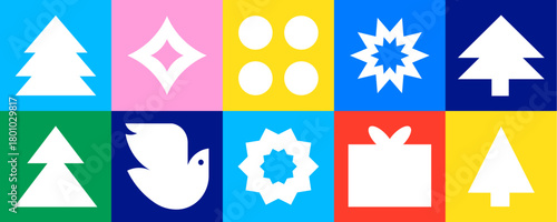 Colorful Festive Holiday Icons Collection,Pattern,Background