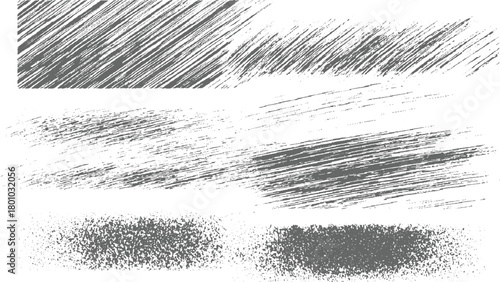 Gray diagonal brush strokes and speckled texture on white background abstract grunge