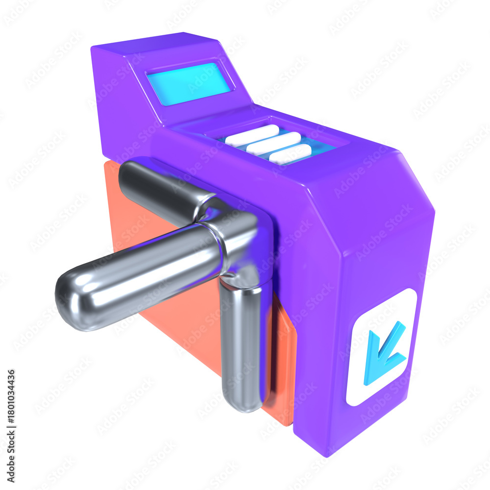Obraz premium Metro Ticket Gates 3D Illustration Icon