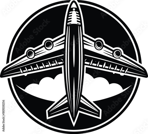 Black airplanes top view. Military jet fighter silhouette icons Strategic Military Power Modern Fighter Jet Soaring in Black Illustration	
