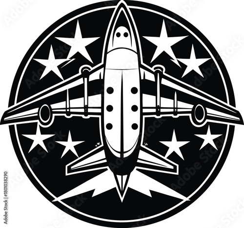 Black airplanes top view. Military jet fighter silhouette icons Strategic Military Power Modern Fighter Jet Soaring in Black Illustration	
