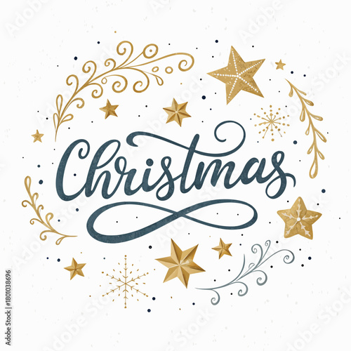 Marry crismistmas text on orange background with snow ornaments,2025 New Year