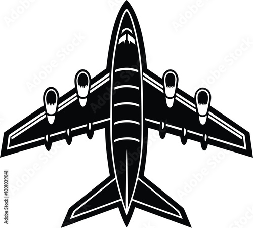 Black airplanes top view. Military jet fighter silhouette icons Strategic Military Power Modern Fighter Jet Soaring in Black Illustration	
