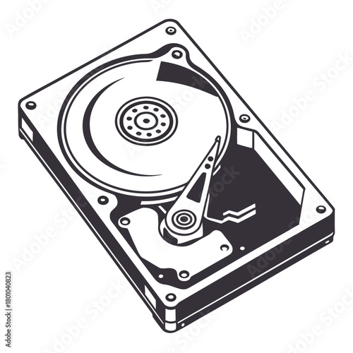 Illustration of a hard disk drive isolated on