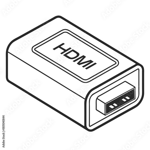Isometric hdmi adapter icon, high definition multimedia interface isolated on