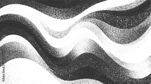 Black and white wavy gradient background with grainy texture abstract grey