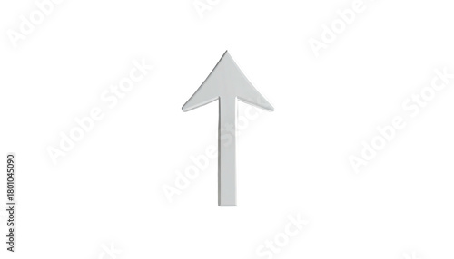 Silver arrow pointing straight upwards on a stark black background