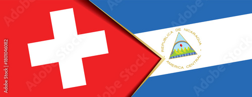 Switzerland and Nicaragua flags overlapping illustrate international diplomatic ties