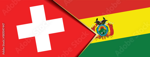 Switzerland and Bolivia flags overlapping symbolize diplomatic alliance and cooperation