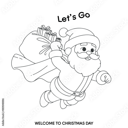 Christmas cartoon character painting outline drawing