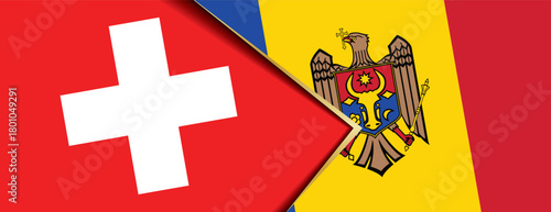 Switzerland and Moldova flags overlapping illustrate international diplomatic relations