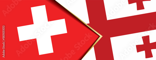 Switzerland and Georgia flags overlapping symbolize diplomatic ties and shared values